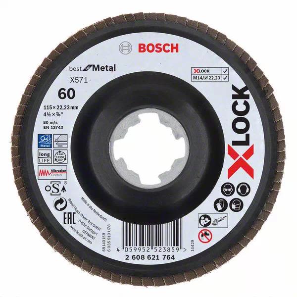 Bosch Best for Metal Lamellslipeskive med X-LOCK X571, vinklet 115 mm, G 60