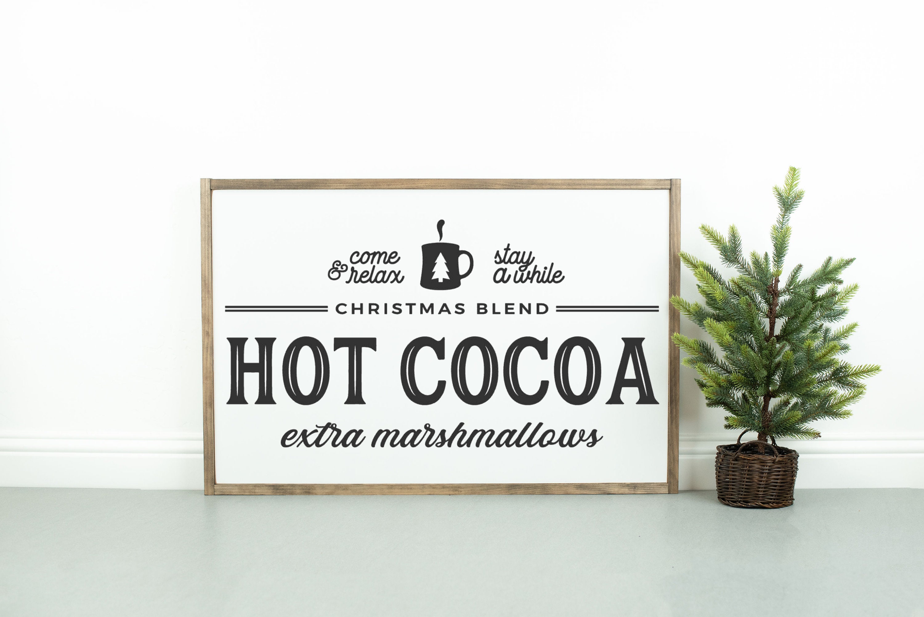 Hot Cocoa Christmas Blend Sign | 18x24 Modern Farmhouse Wood Signs Holiday Decor Vintage Free Shipping"