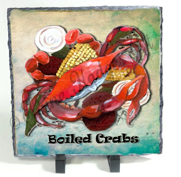 Boiled Crabs, Seafood Slate From Original Artwork