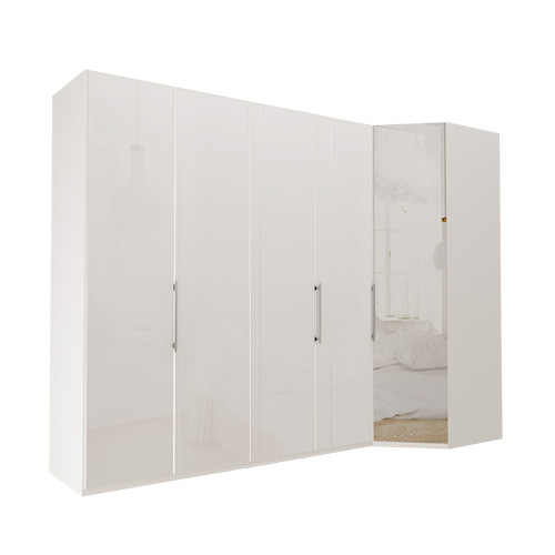 Garderobe Atlanta - Hvit 200 cm, 216 cm, Hvitt glass