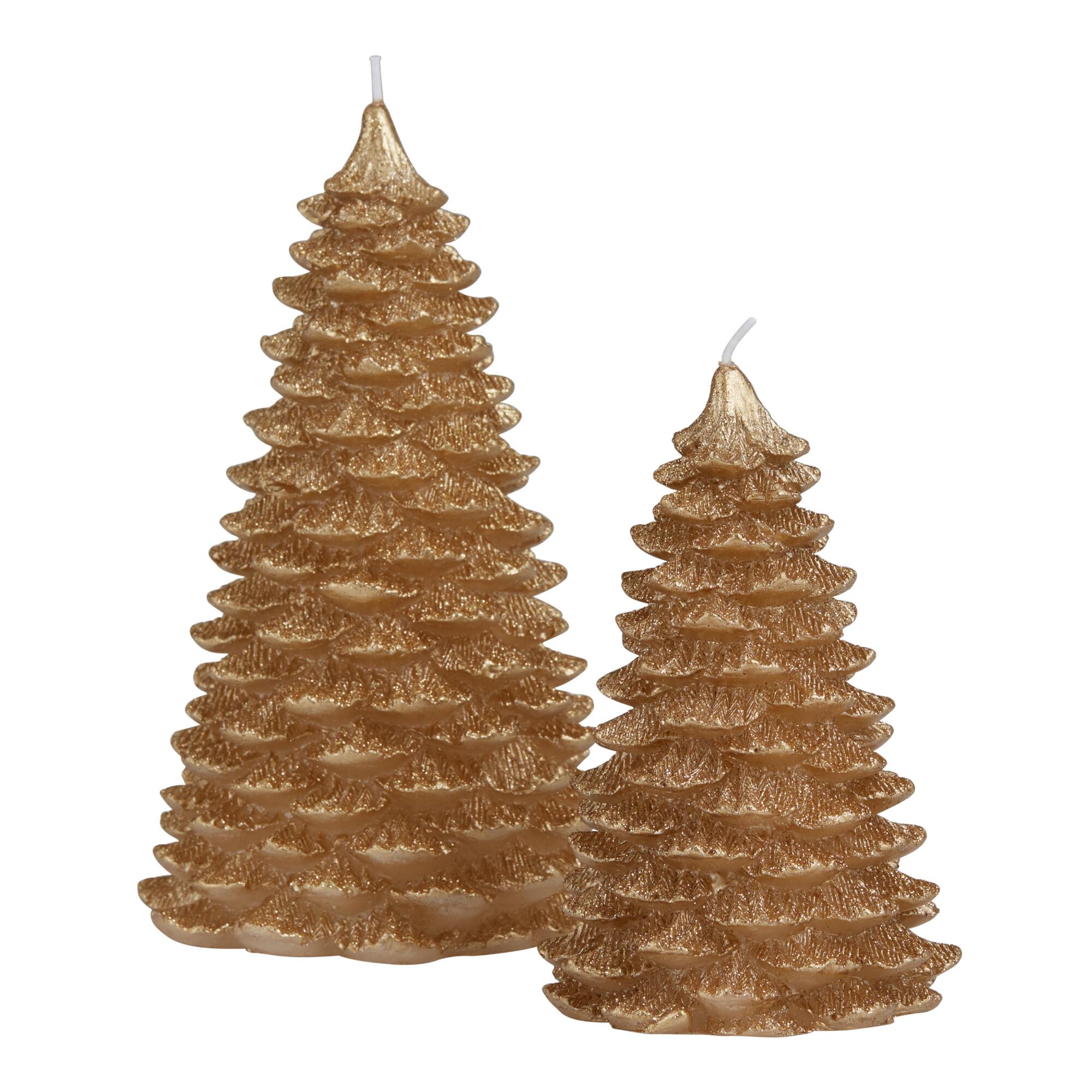 Gold Glittered Christmas Tree Candle by World Market