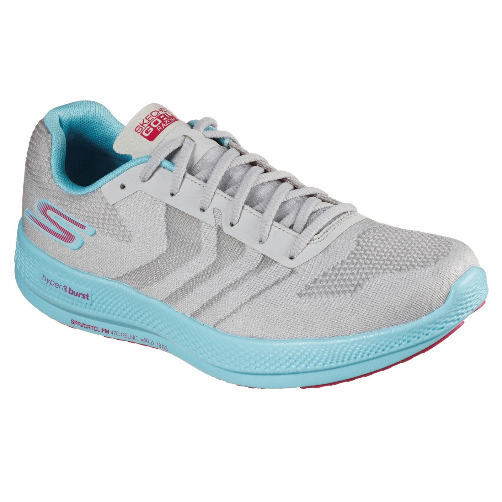 Skechers Women's Go Run Razor Trainer Various Colours 32703 - Grey/Aqua/Pink 5