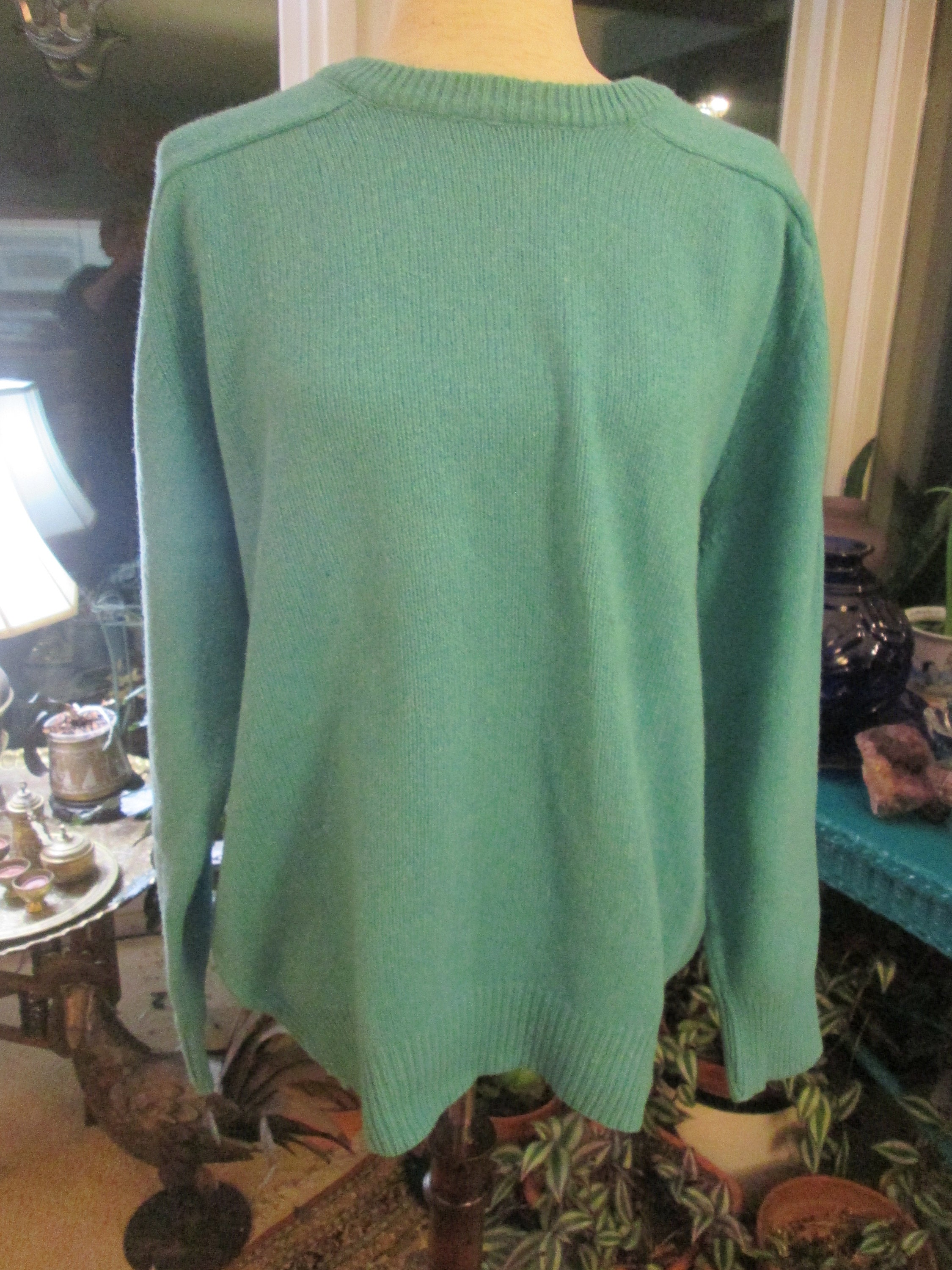 Vintage Wool Blend Crewneck Unisex Aqua Pullover Sweater Made in Italy Preppy Warm Weekend Sweater. 70 15 Nylon Acrylic Sz L