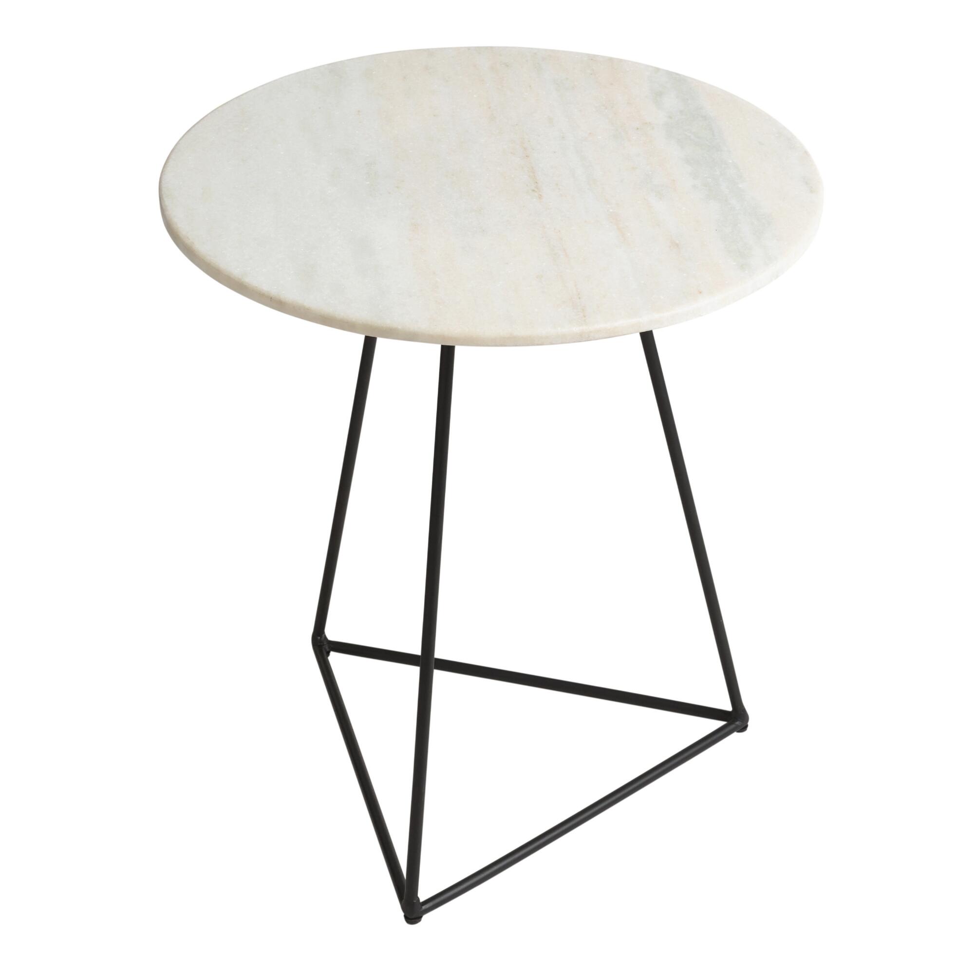 Round White Marble And Metal Accent Table by World Market