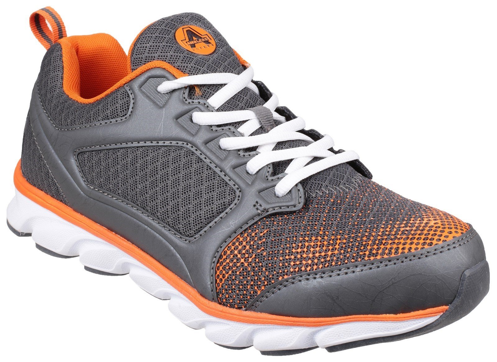 Amblers Unisex Safety Lightweight Non Leather Trainer Various CO - Grey/Orange 6