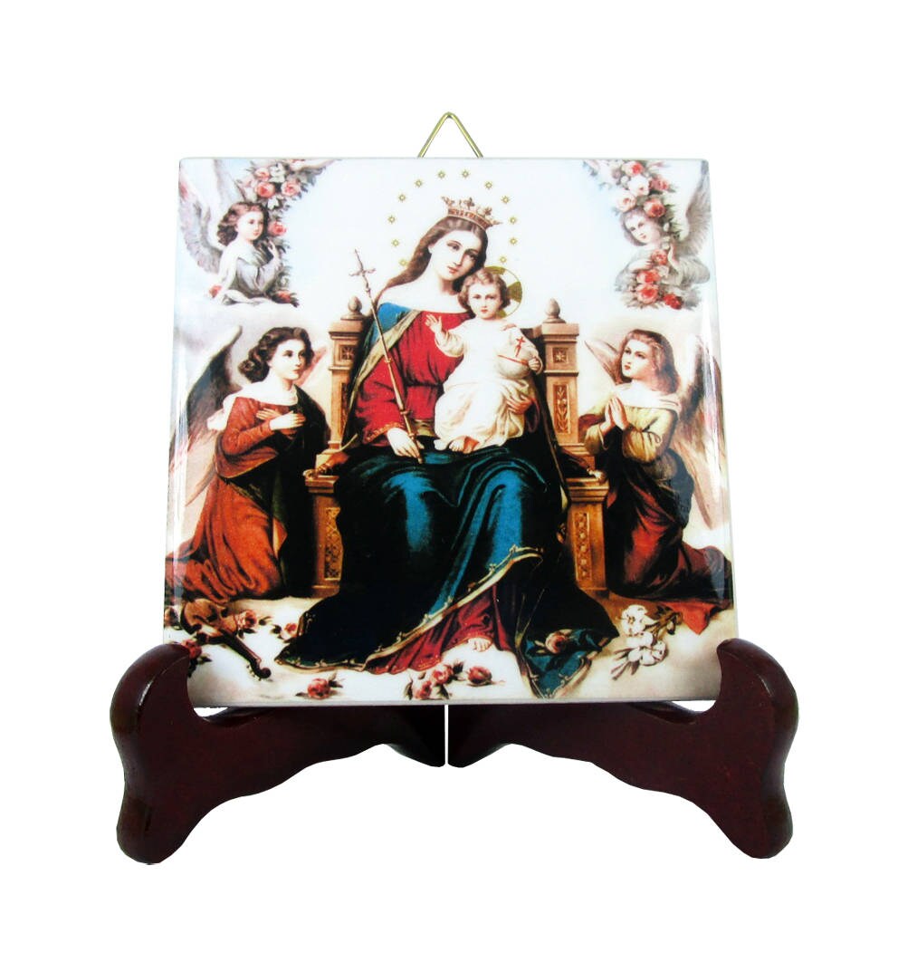 Catholic Icon On Tile - Our Lady Of The Angels A Wonderful Religious Gift Idea The Virgin Mary Wall Hanging Handmade in Italy