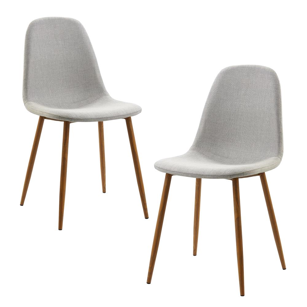 Versanora Set of 2 Minimalist Contemporary/Modern Polyester/Polyester Blend Upholstered Dining Side Chair (Metal Frame) in Gray | VNF-00025LG