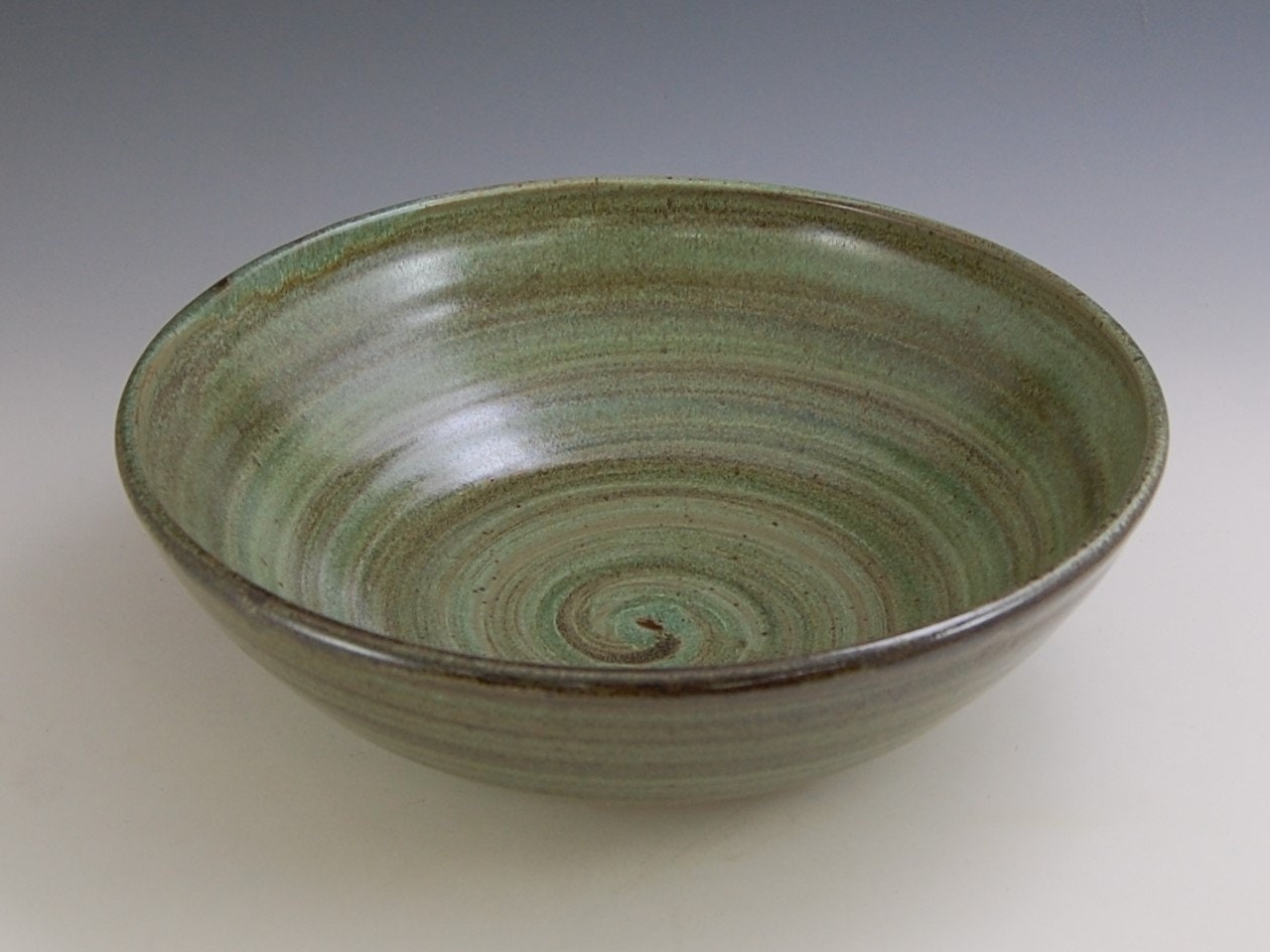 Rustic Stoneware Mixing, Serving, Vegetable Bowl. Handmade Country Pottery Rice, Pasta, Soup Bowl - From Oven To Table. Apx 10.58W X 3.38H"