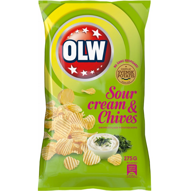 Chips "Sourcream & Chives" 275g - 32% rabatt