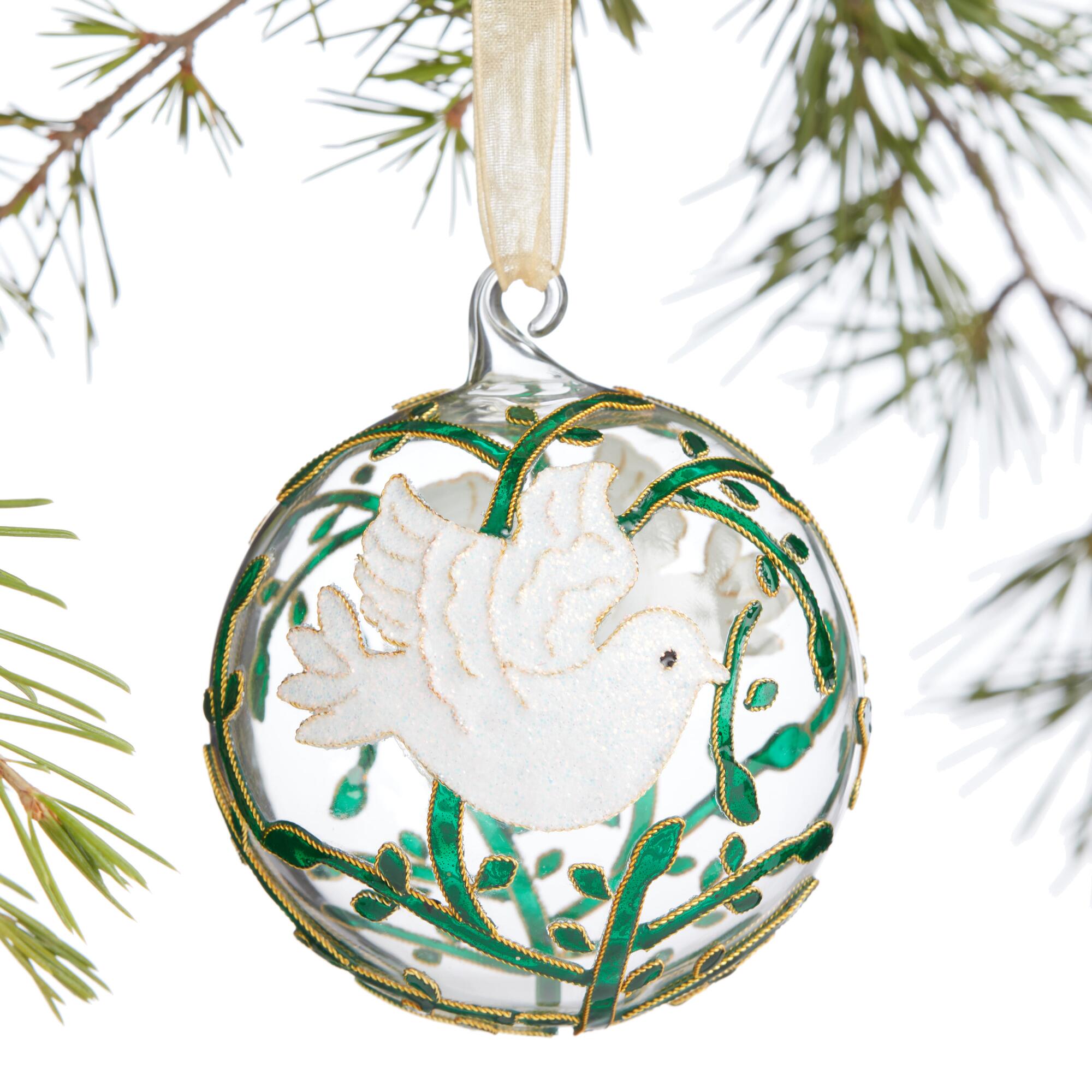 Pier Place Dove Ball Cloisonne Ornament: Multi - Glass by World Market