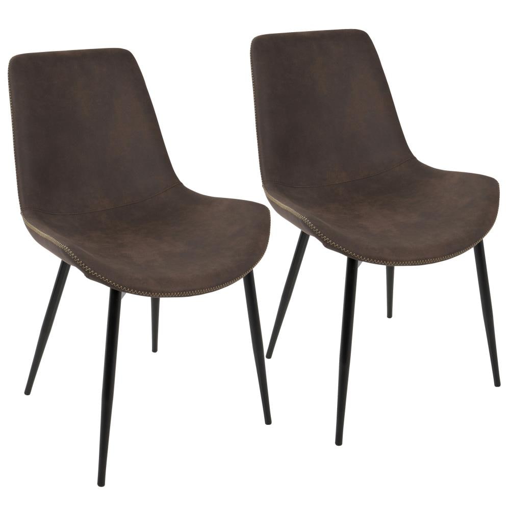 LumiSource Set of 2 Duke Polyester/Polyester Blend Upholstered Dining Side Chair (Metal Frame) in Black | DC-DUKZ BK+E2