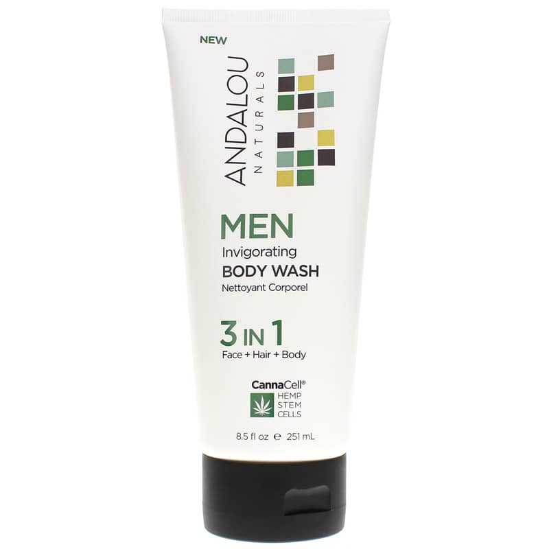 Andalou Naturals CannaCell Men Invigorating Body Wash 3-in-1 8.5 Oz