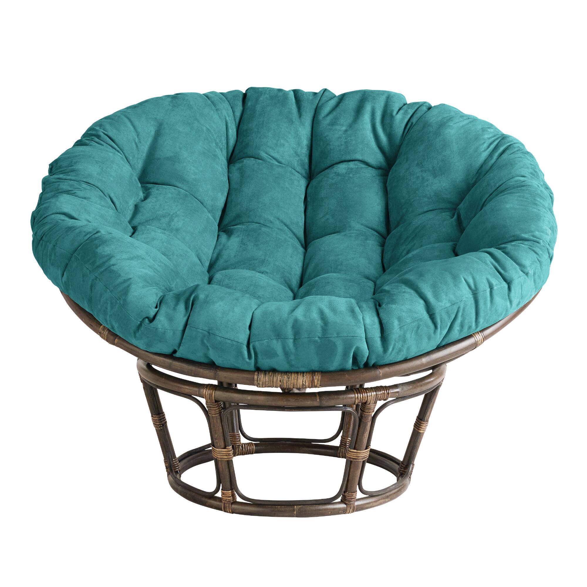 Teal Microsuede Papasan Chair Cushion: Blue - Microfiber by World Market