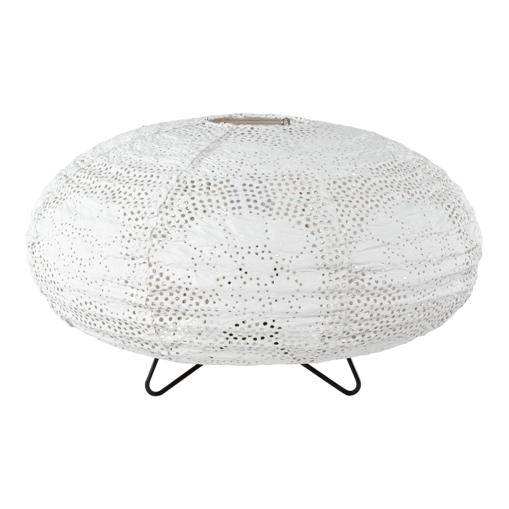 White Laser Cut Fabric Oval Alisha Accent Lamp by World Market
