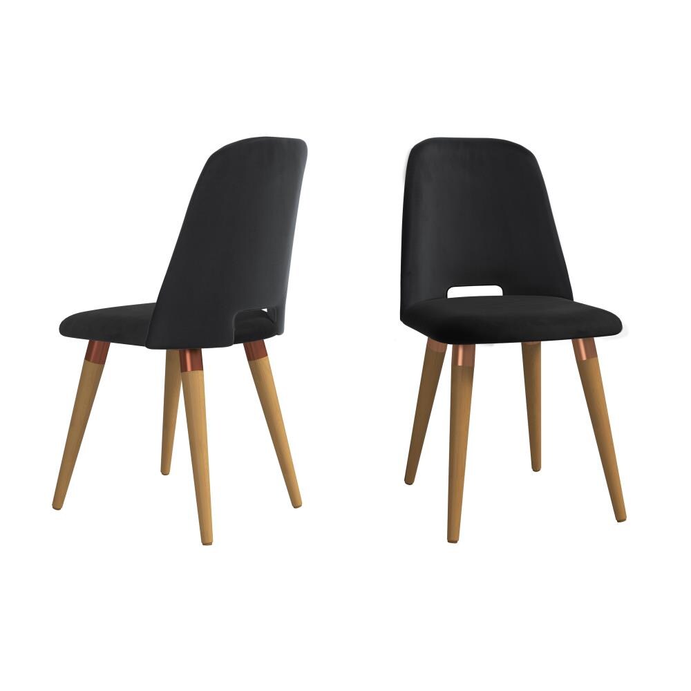 Manhattan Comfort Set of 2 Selina Contemporary/Modern Polyester/Polyester Blend Upholstered Dining Side Chair (Composite Frame) in Black | 2-1020565