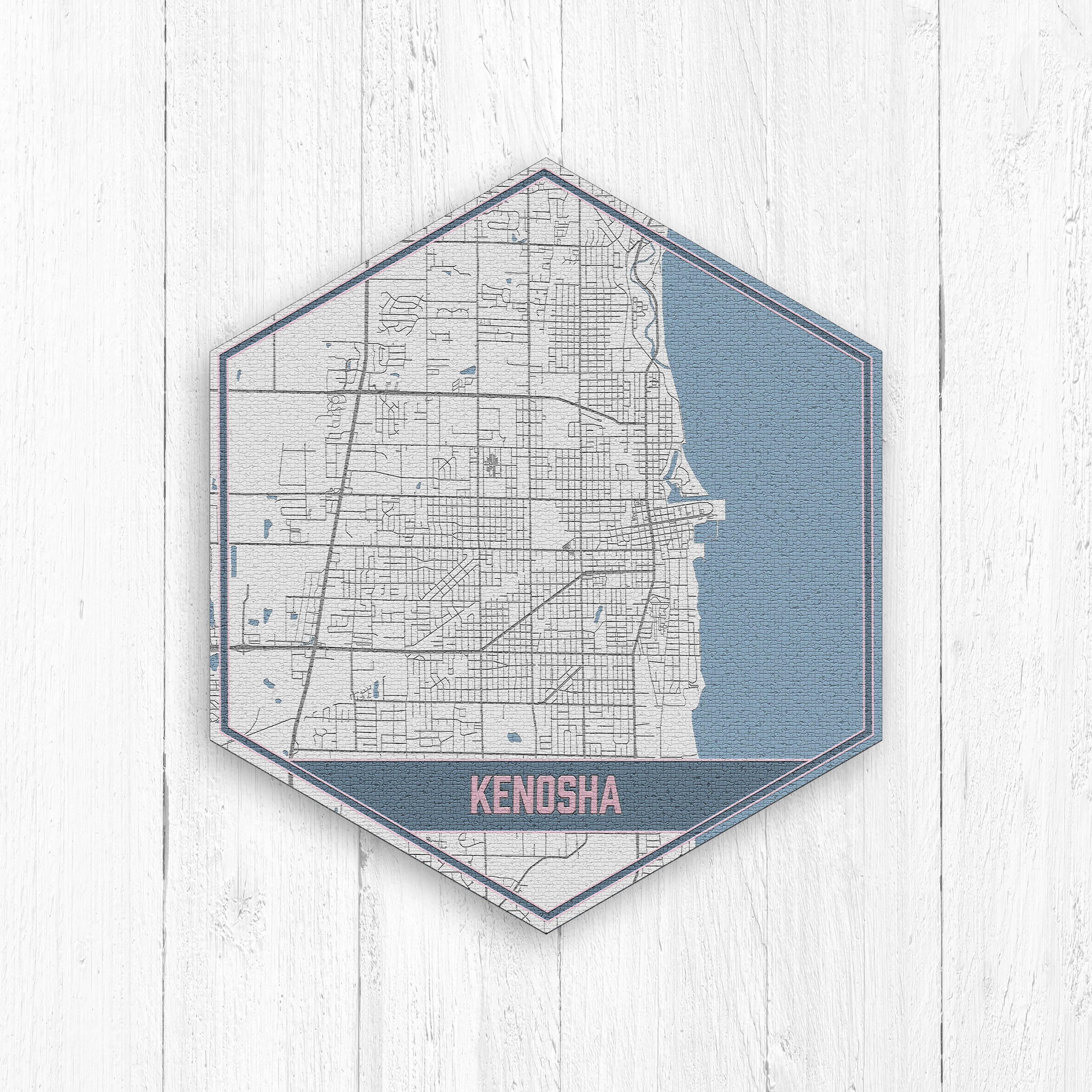 Kenosha Wisconsin Hexagon Street Map By Printed Marketplace