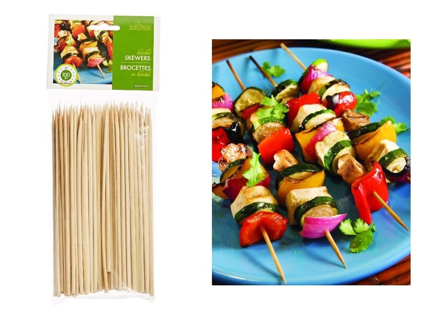 Bamboo Skewers 6 Inch 100 Count, For Arts & Crafts Or Serving Seafood Appetizer, Vegetables At Parties Grilling Sandwiches, Skew