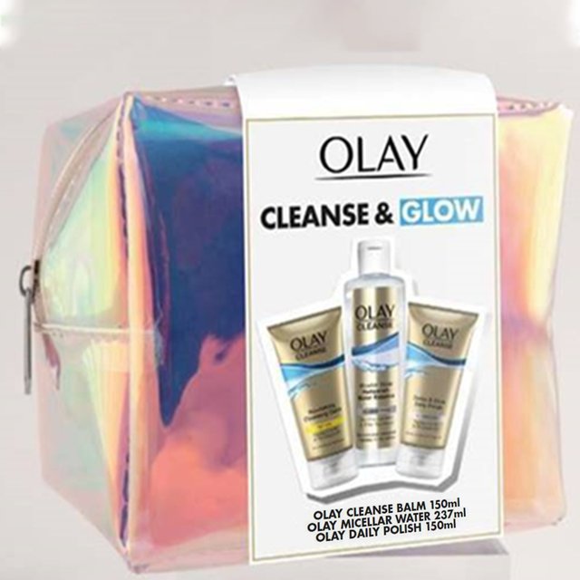 Olay Cleanse & Glow Giftset, Cleanser Balm, Daily Polish & Micellar Water