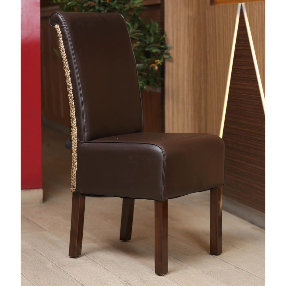 International Caravan Bali Casual Polyester/Polyester Blend Upholstered Dining Side Chair (Wood Frame) in Brown | SG-3344-1CH