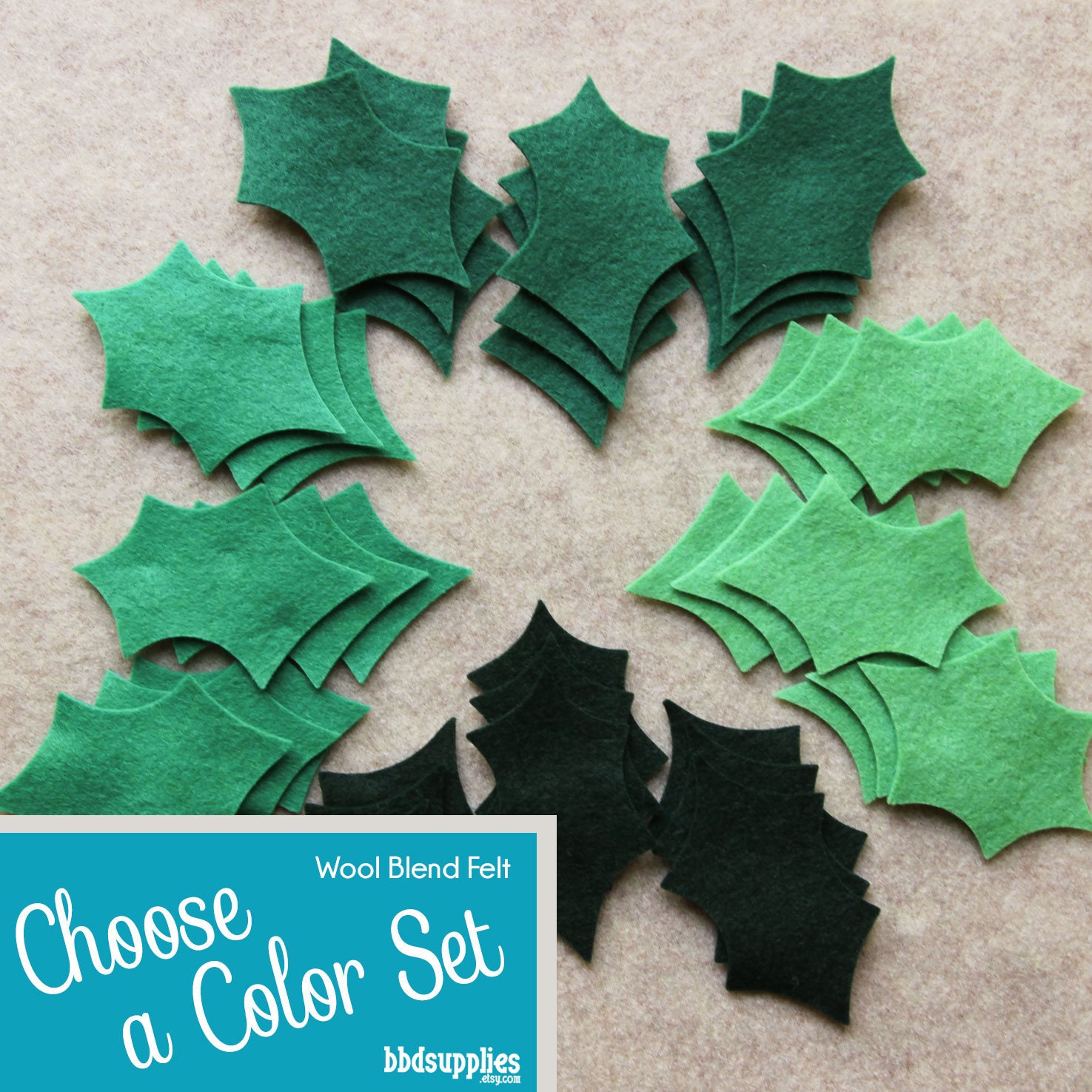 Wool Blend Felt Leaves | 36 Large Holly Pick A Color Set Diy 3 Shapes