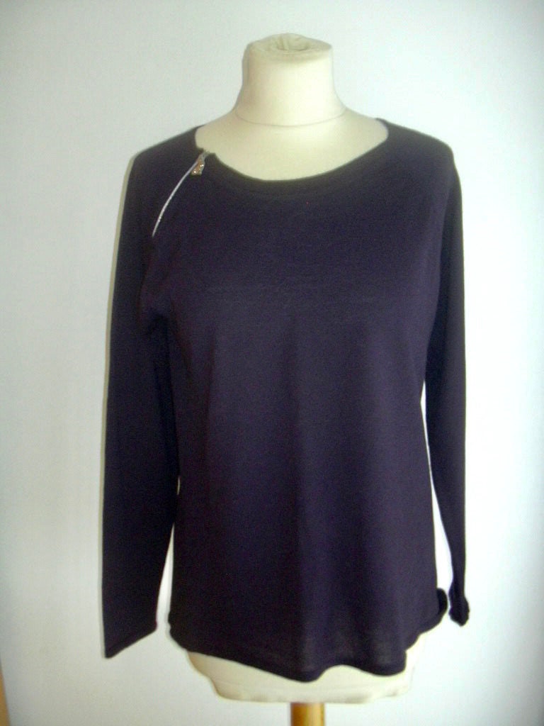 Per Te By Krizia Navy Blue Wool Blend Sweater Medium