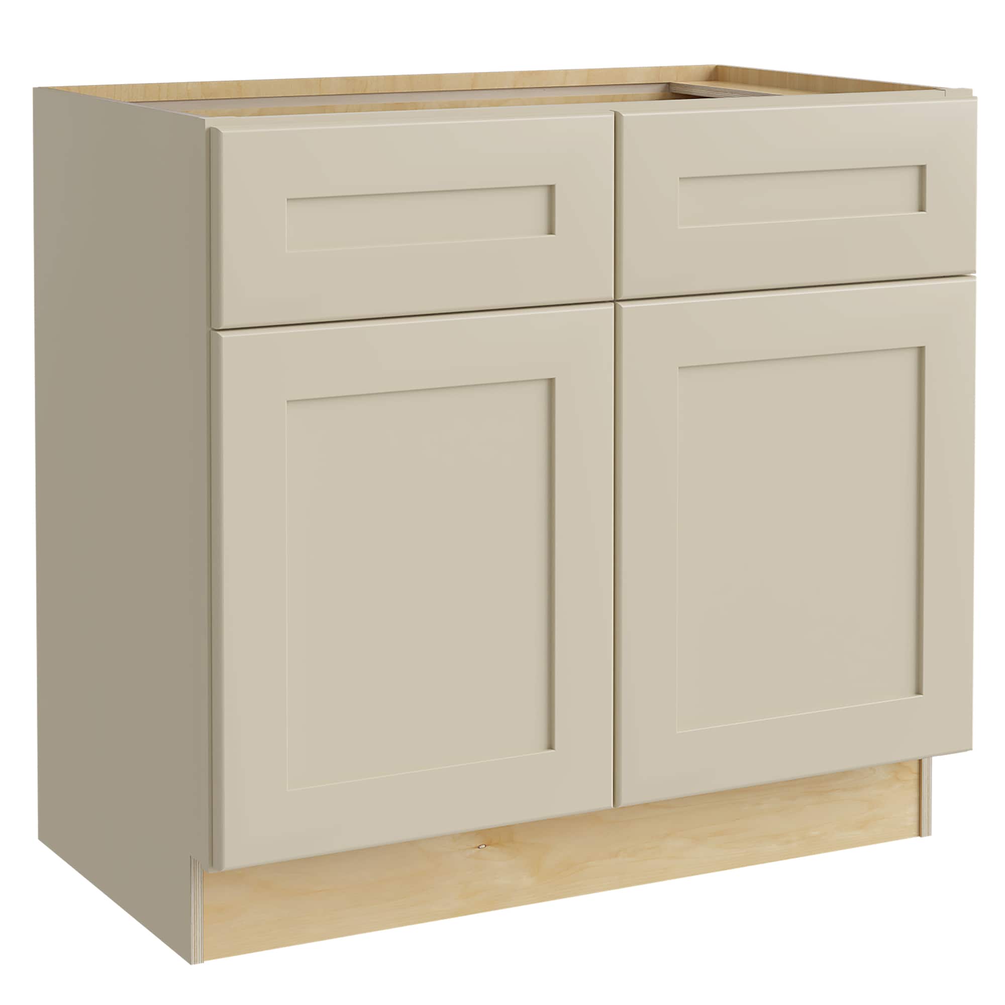Luxxe Cabinetry 33-in W x 34.5-in H x 24-in D Norfolk Blended Cream Painted Door and Drawer Base Fully Assembled Semi-custom Cabinet in Off-White