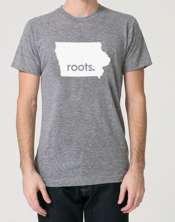 Iowa Ia Roots Tri Blend Home State Track T-Shirt - Unisex Tee Shirts Size S M L Xl