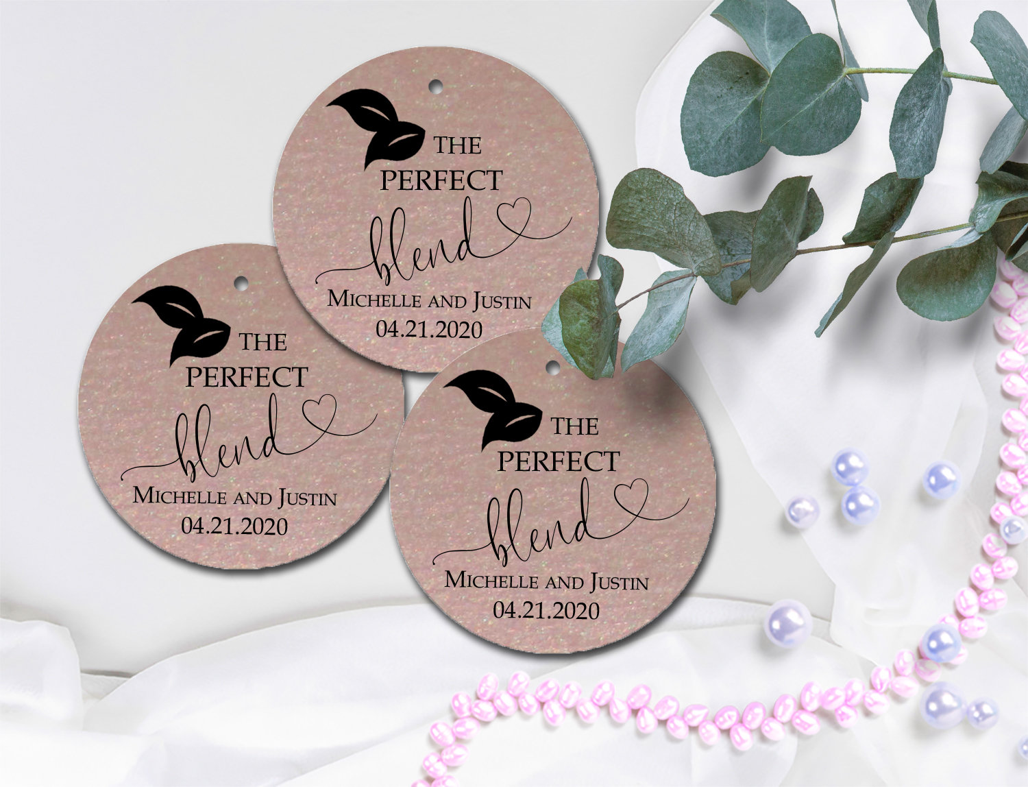 Tea Wedding Favor Tags - The Perfect Blend - Love Is Brewing Tags For Guests - Lavender Thank You Gift