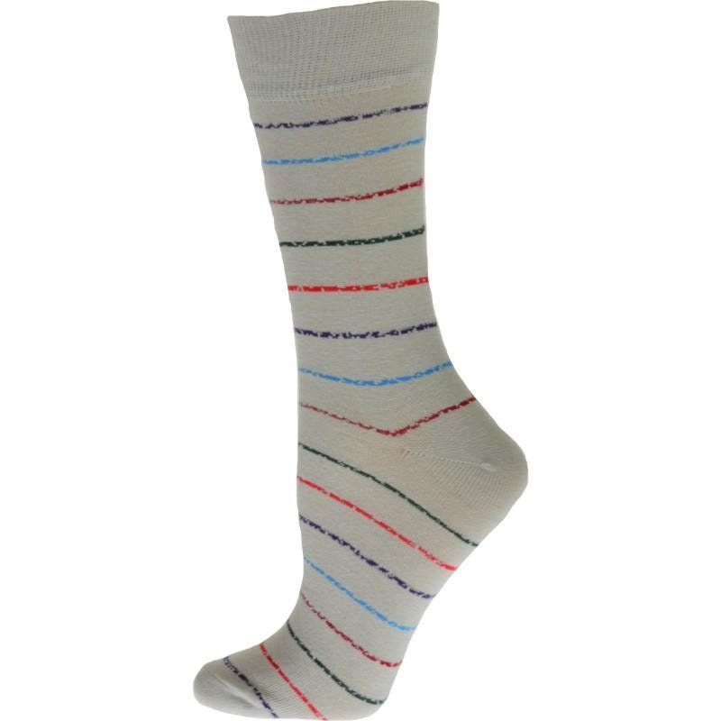 Crew Cotton Blend Vibrant Colorful Striped Women's Socks W6009, Socks, For Women, Women Sock Size 9-11