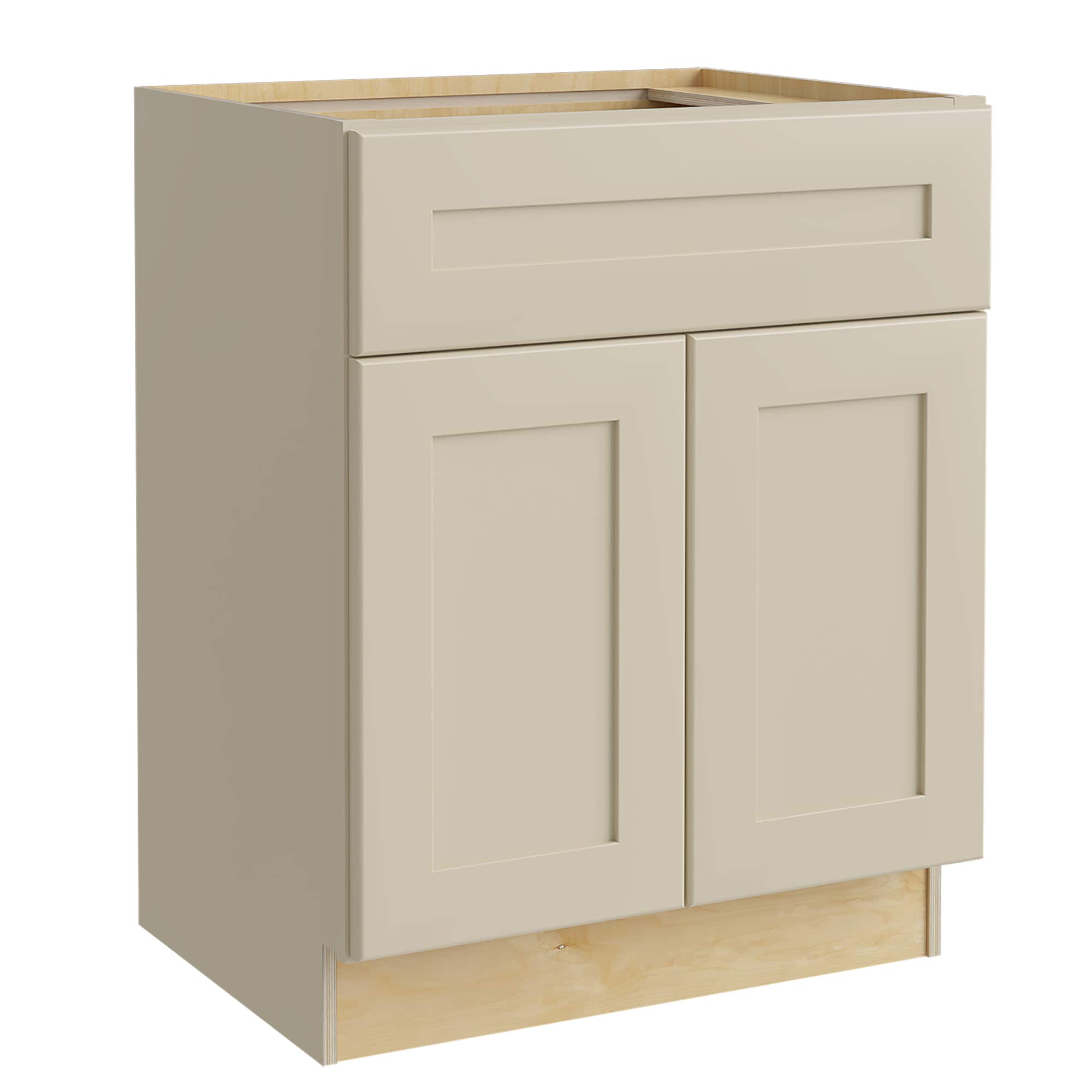 Luxxe Cabinetry 30-in W x 34.5-in H x 24-in D Norfolk Blended Cream Painted Sink Base Fully Assembled Semi-custom Cabinet in Off-White | SB30-NBC