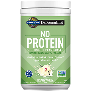 Dr. Formulated Sustainable Plant-Based MD Protein Mediterranean Diet Approved - Creamy Vanilla (1.13Lbs. / 14 Servings)