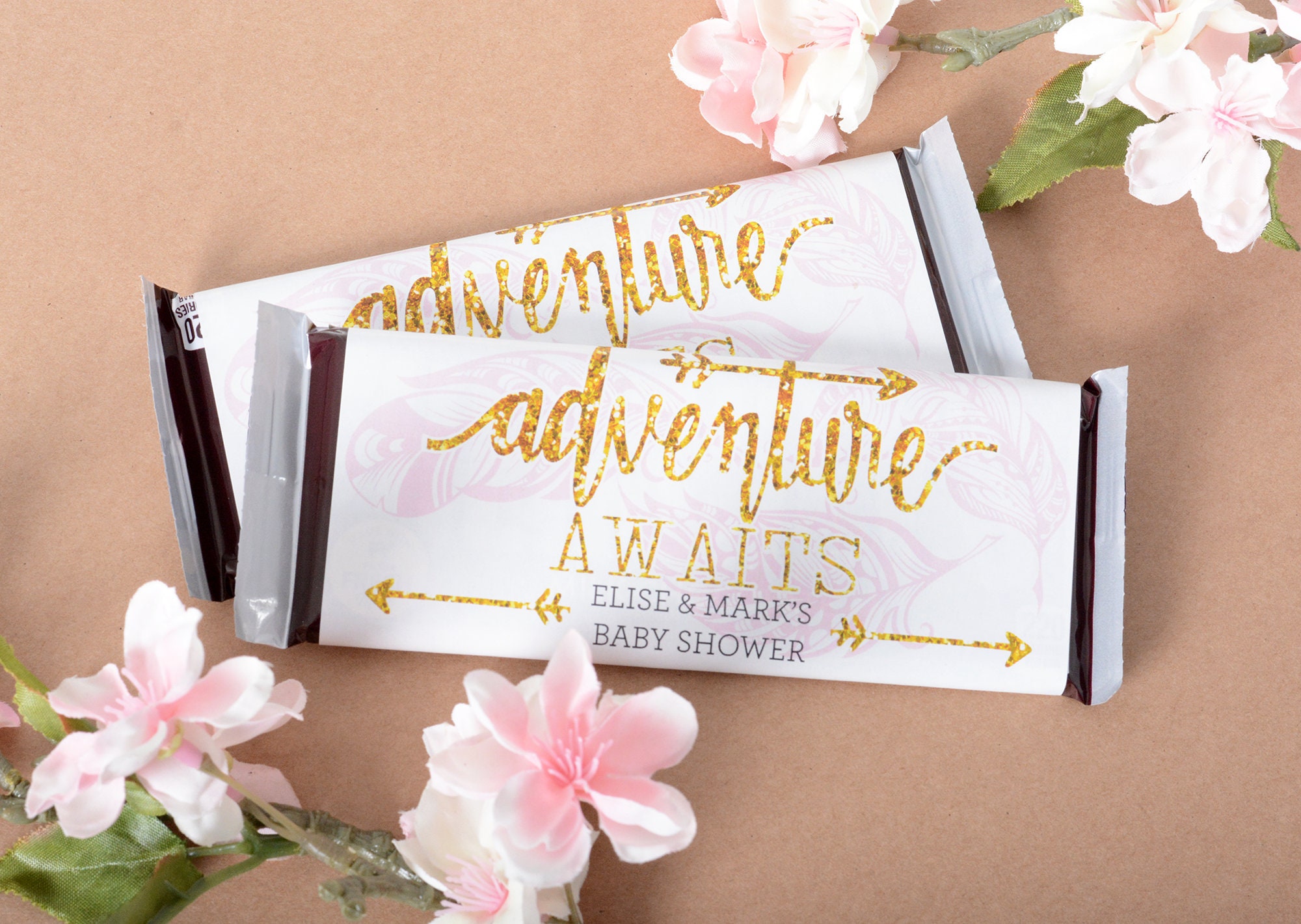 Adventure Candy Bar Wrappers, 25 Baby Shower Chocolate Wraps, Boho Stickers #bsihb-94