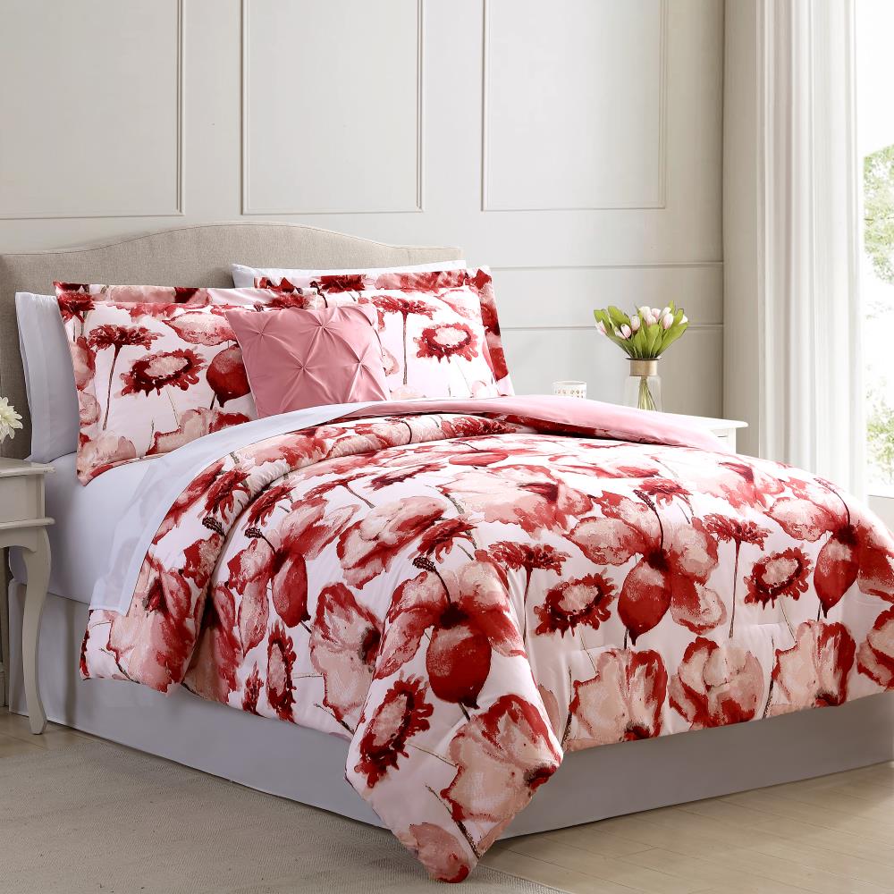 Amrapur Overseas Printed reversible comforter set Multi Multi Reversible King Comforter (Blend with Polyester Fill) | 4BNB68RG-FLO-KG