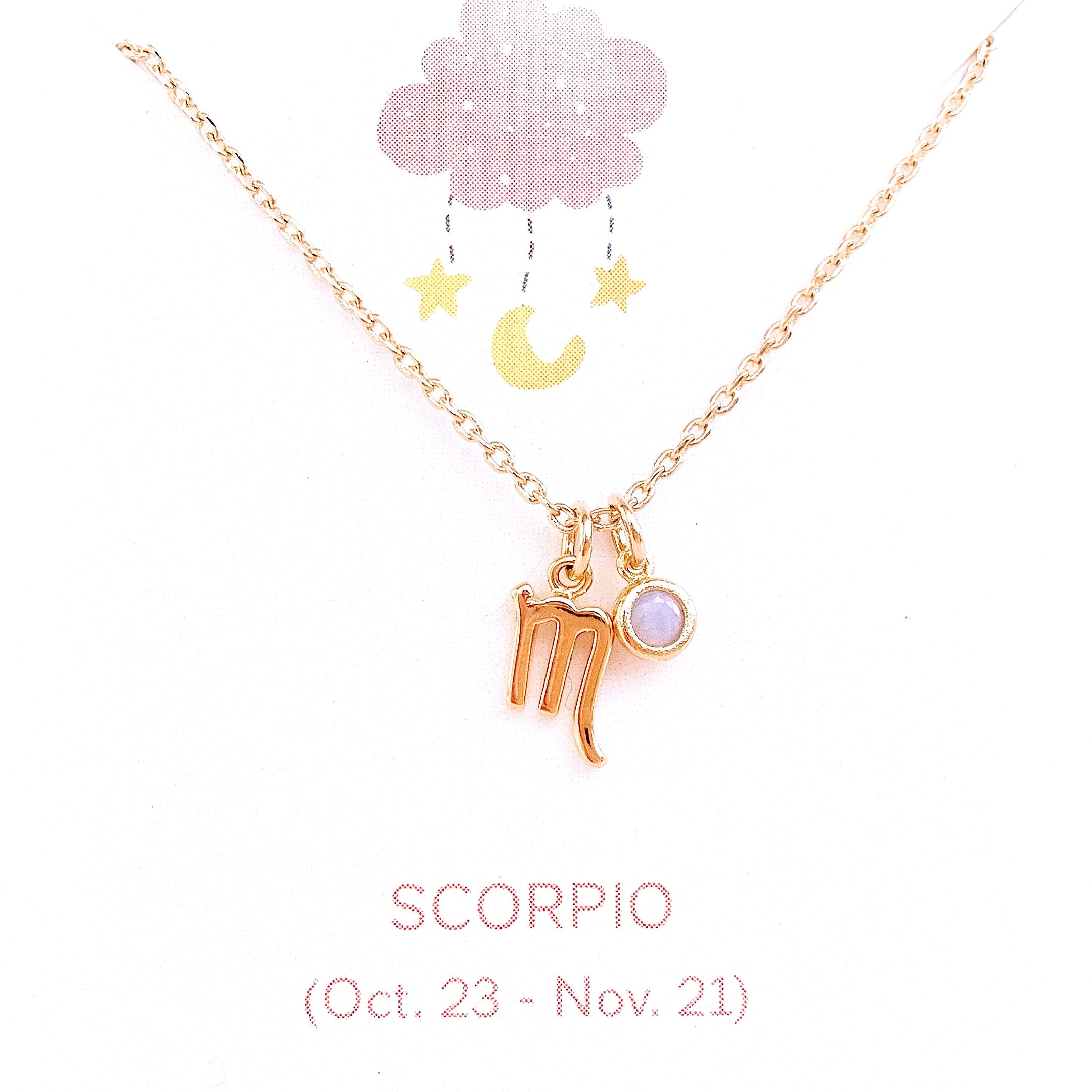 Scorpio Necklace - Birthstone Necklace- Astrology Sign- Gold Star Zodiac Jewelry- Vintage Constellations Birthday Gifts