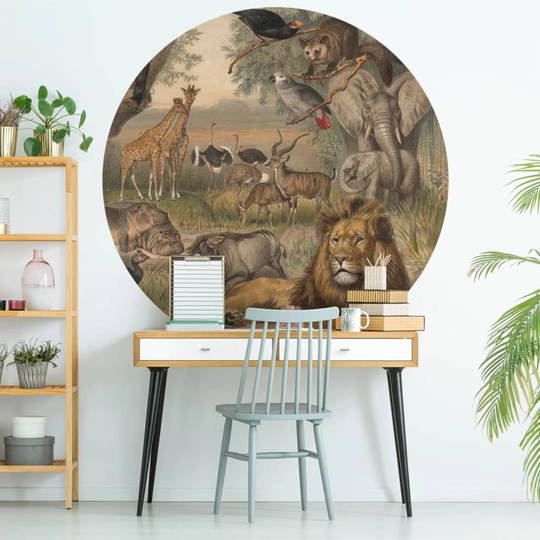 Osta WallArt Tapetti ympyrä Animals of Africa 142,5 cm netistä