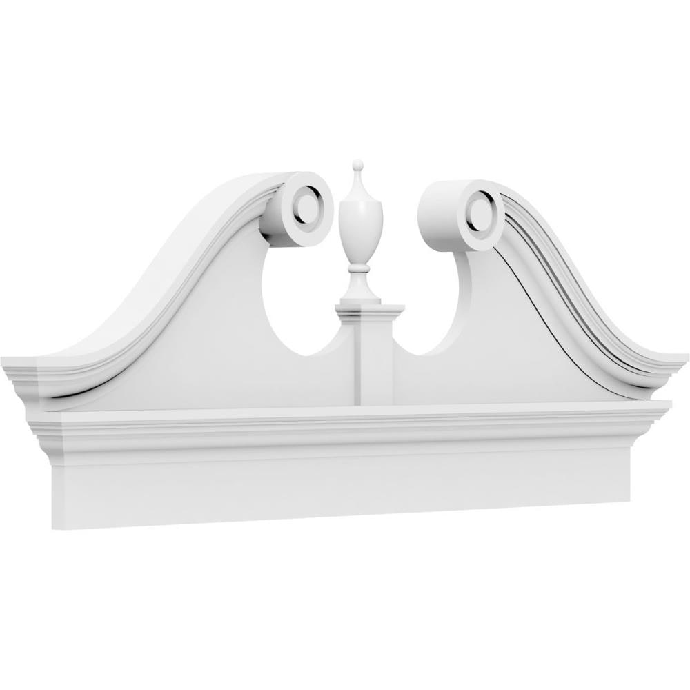 Ekena Millwork Rams Head 36-in x 15-7/8-in Unfinished PVC Pediment Entry Door Casing Accent in White | PEDPC036X160RHP00