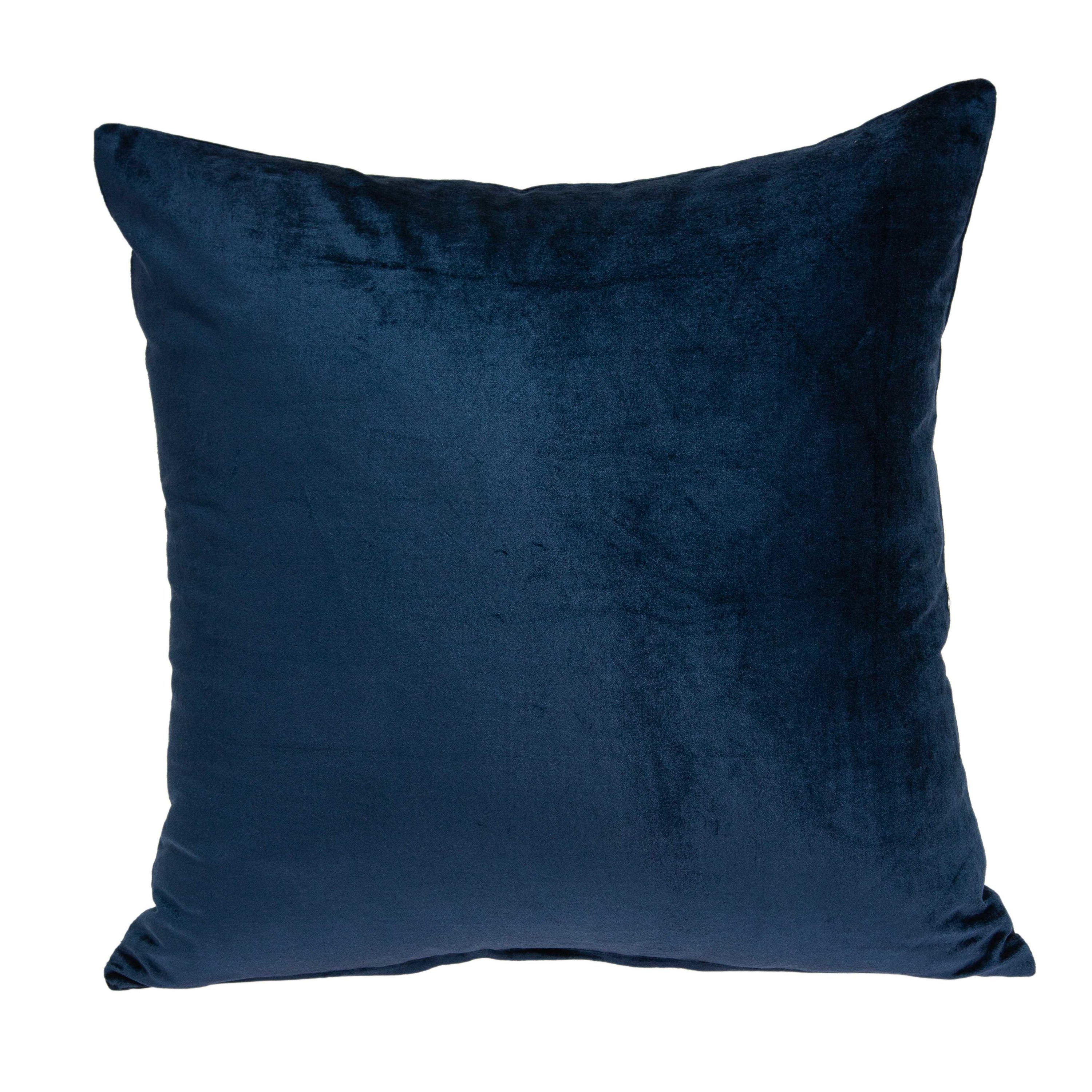 HomeRoots Jordan Navy Blue Standard Cotton Viscose Blend Pillow Case | 334181