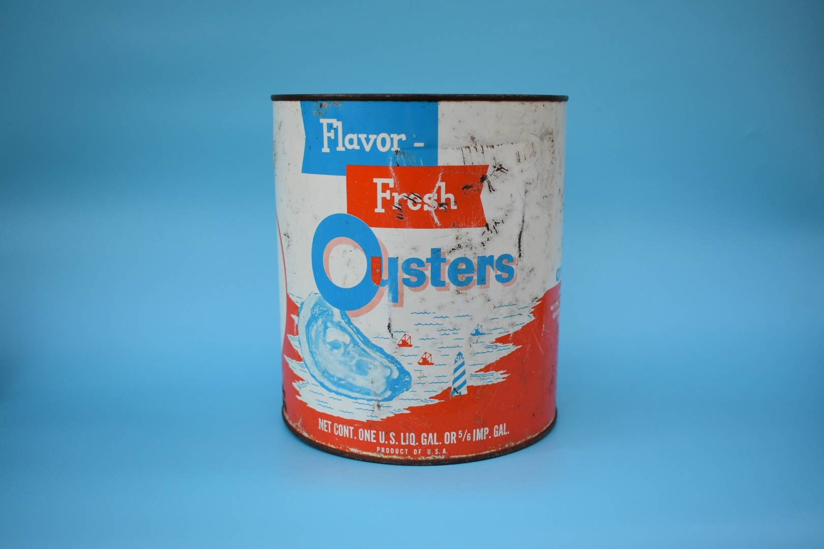 Vintage Oyster Tin Bonums Seafood Gallon From Tucker Hill Virginia