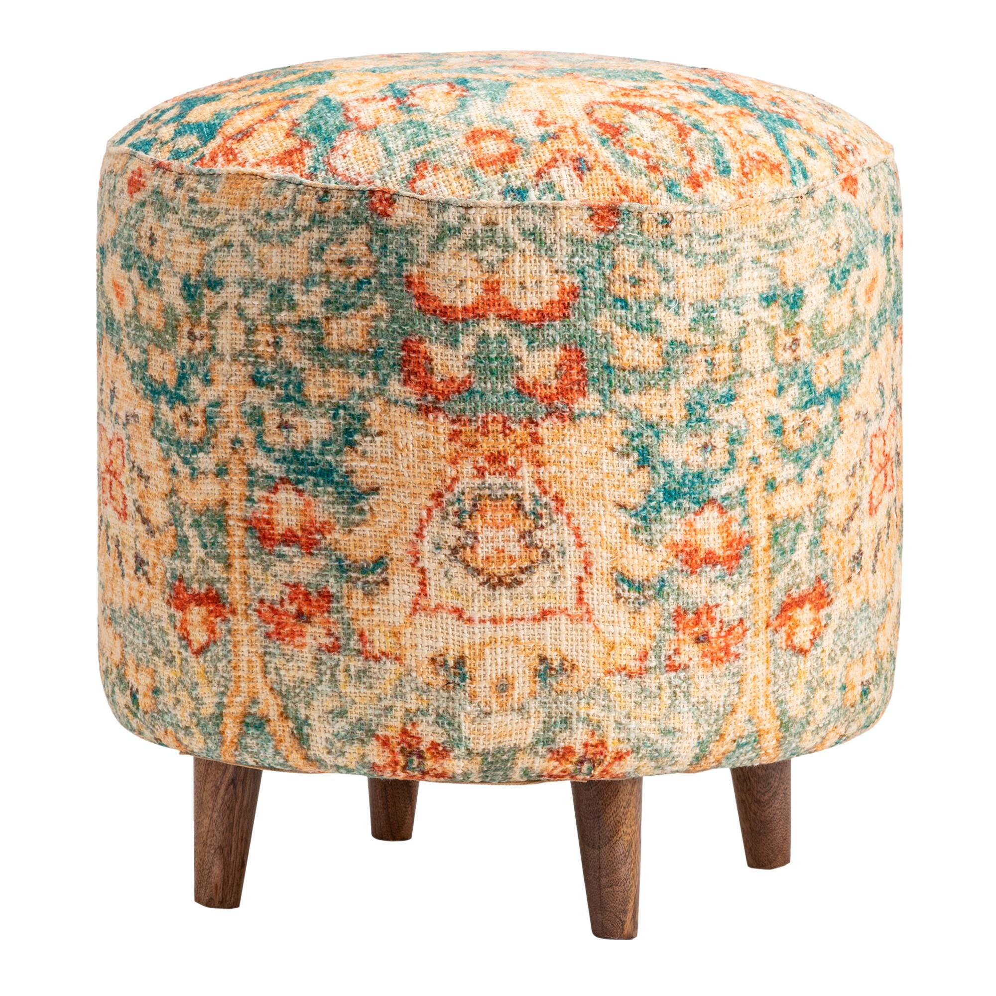 Round Multicolor Harlon Upholstered Ottoman by World Market