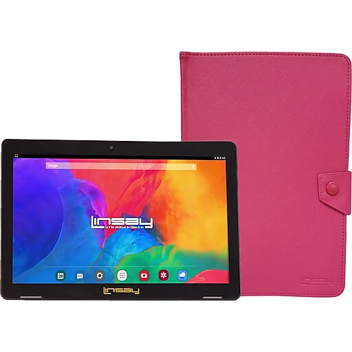 Linsay 10.1" Tablet with Case, WiFi, 2GB RAM, 35GB Storage (Android), Black/Pink (F10IPBCPINK)