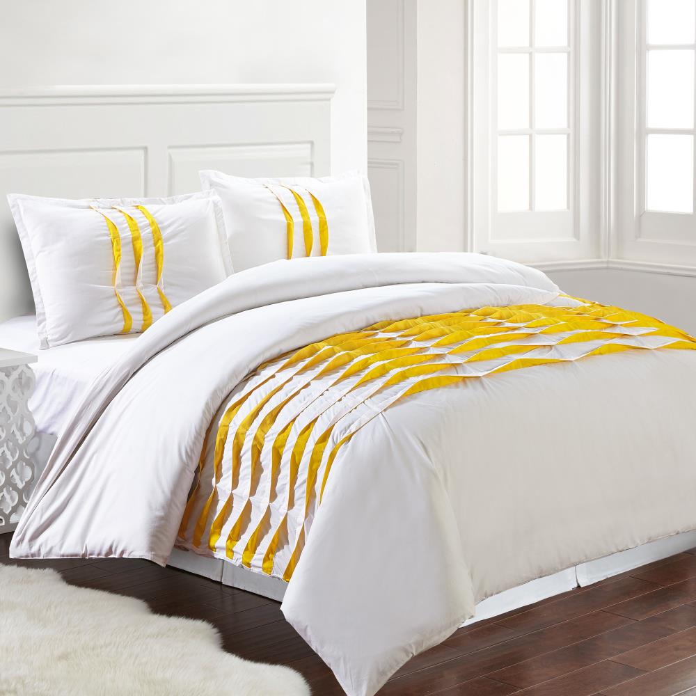 Amrapur Overseas Cotton duvet set Yellow Multi Reversible Queen Duvet (Blend with Polyester Fill) | 3DVTCTNG-ISY-QN