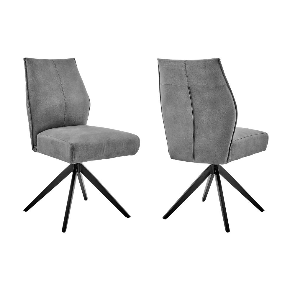 Armen Living Set of 2 Monarch Contemporary/Modern Polyester/Polyester Blend Upholstered Swivel Dining Side Chair (Metal Frame) in Black | LCMNSICHA