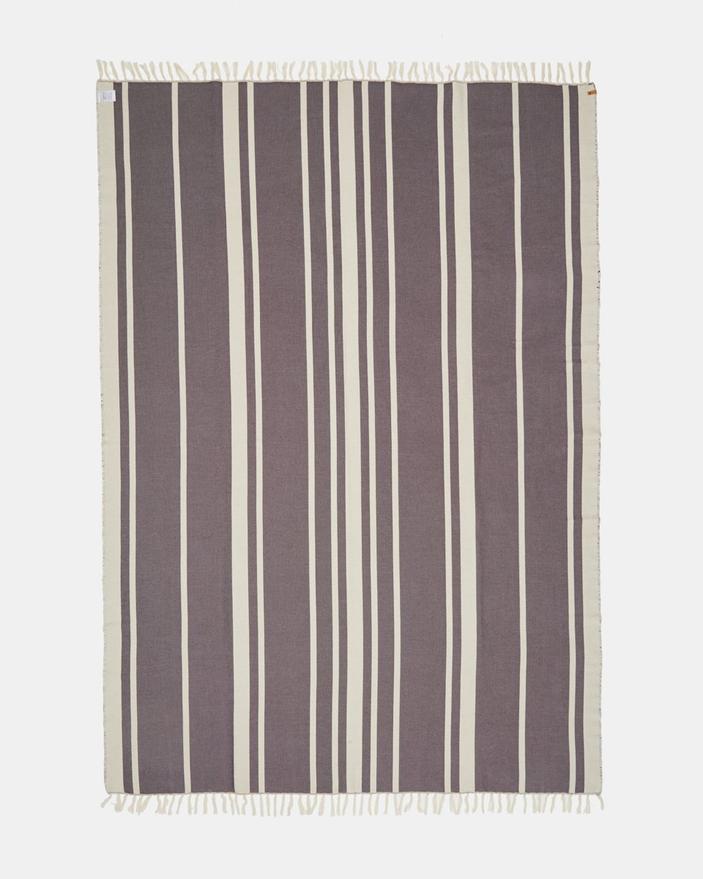 Tentree Organic Cotton Breeze Stripe Woven Towel, Periscope Grey/Elm White