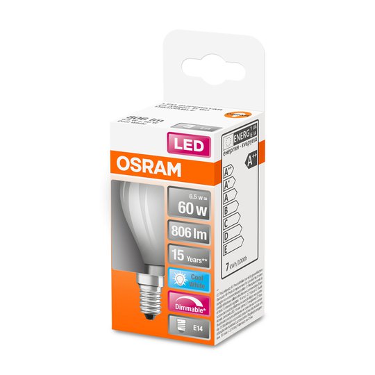OSRAM-LED-golfpallolamppu E14 6,5W 827 himmennys