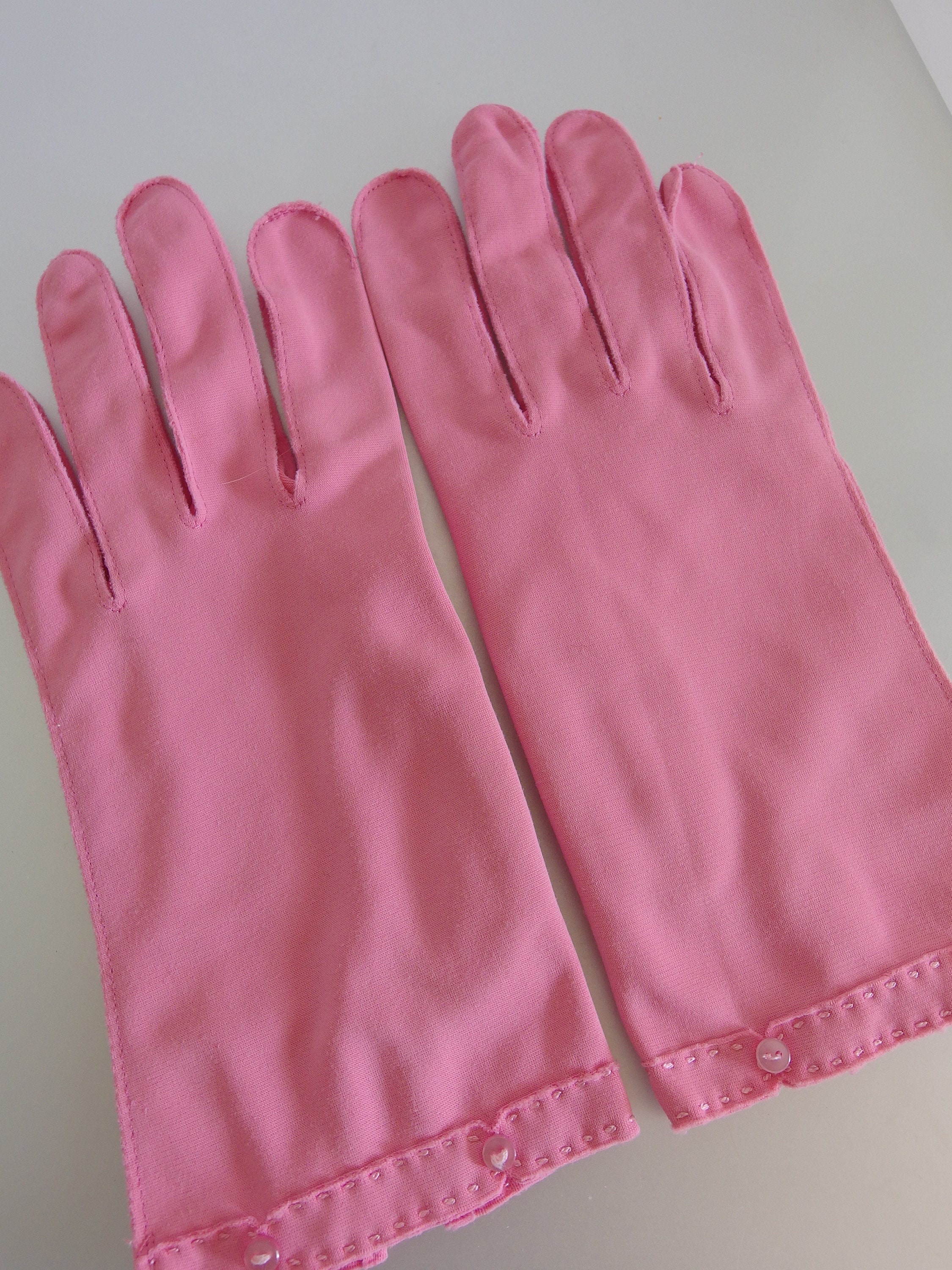 Vintage 1960's Pink Cotton Nylon Blend Ladies Gloves