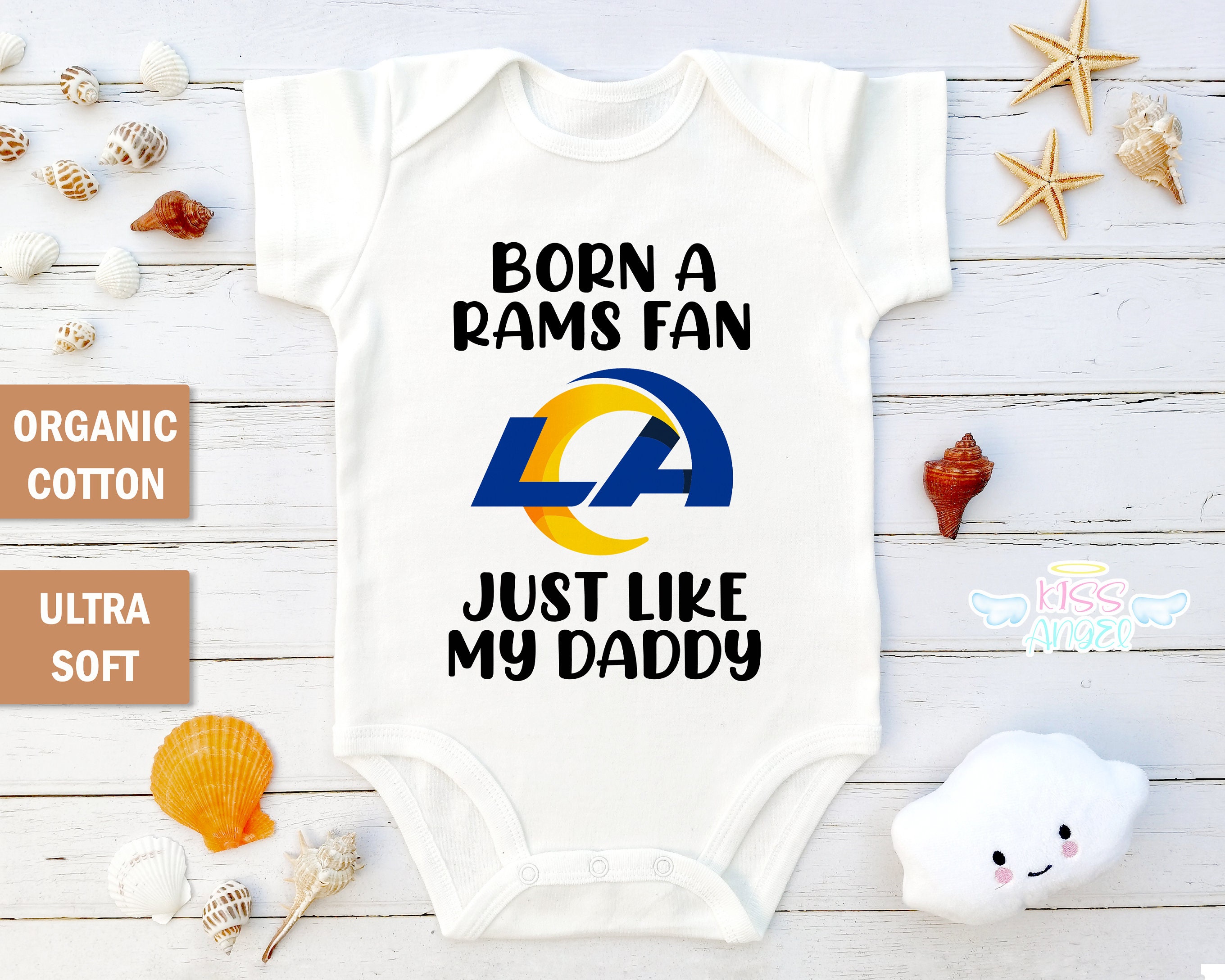 Born A Rams Fan, Los Angeles Baby Outfit, Bodysuit, Toddler Shirt, Nfl Baby, Organic Clothes