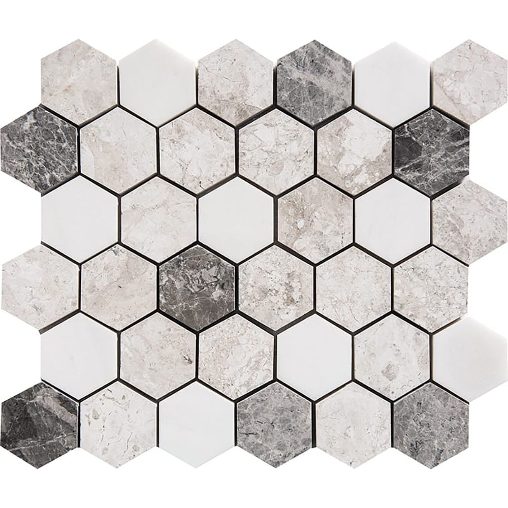 Marble Systems Granada Blend Mosaic 6-Pack Granada Blend 13-in x 13-in Polished Natural Stone Marble Hexagon Patterned Floor and Wall Tile | 100304