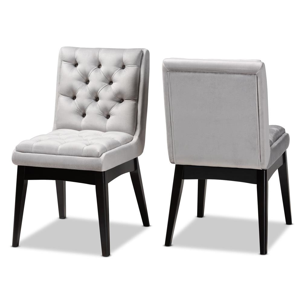 Baxton Studio Set of 2 Makar Contemporary/Modern Polyester/Polyester Blend Upholstered Dining Side Chair (Wood Frame) in Gray | 164-2PC-10291-LW