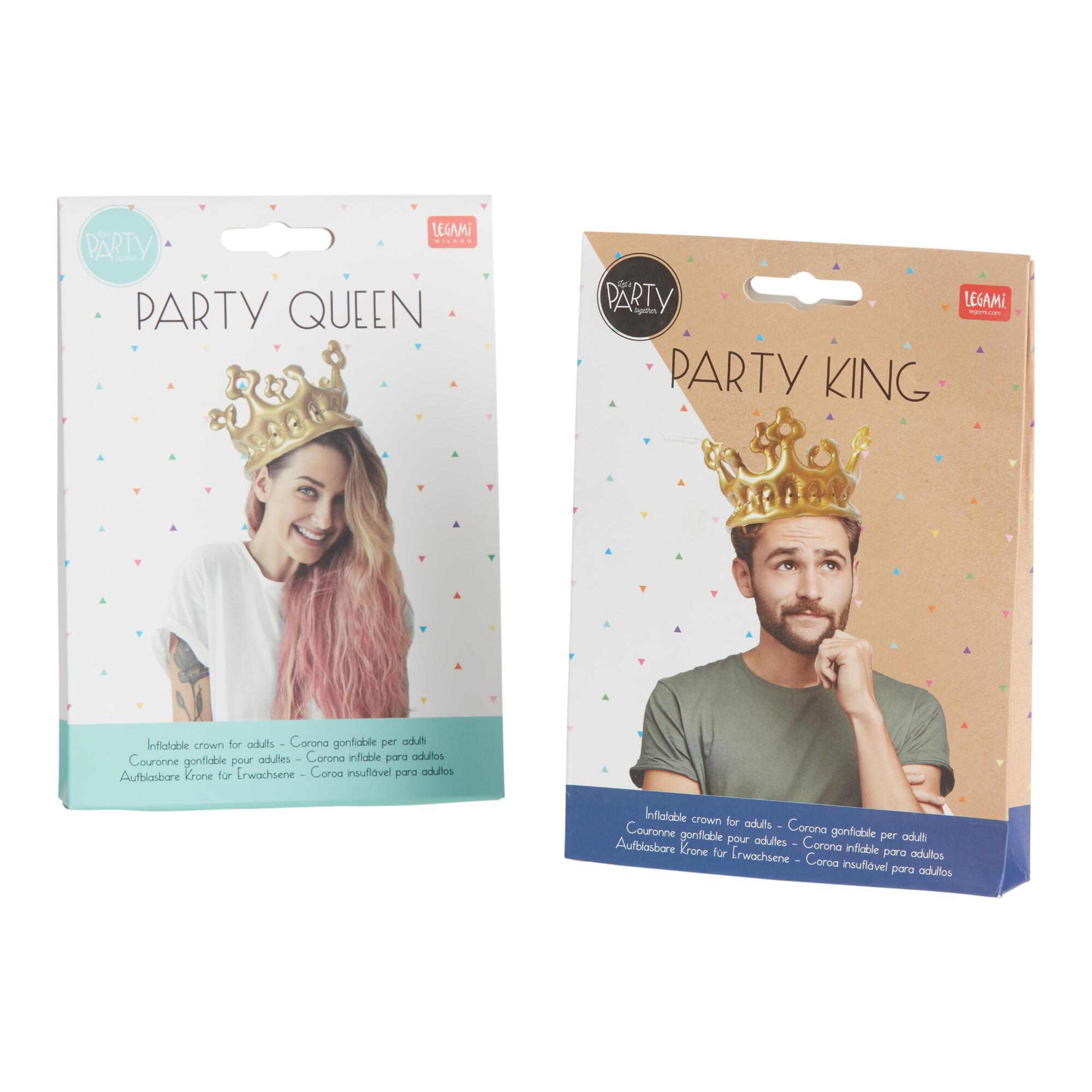 Gold Inflatable Adult Crown Set Of 2 - Plastic by World Market