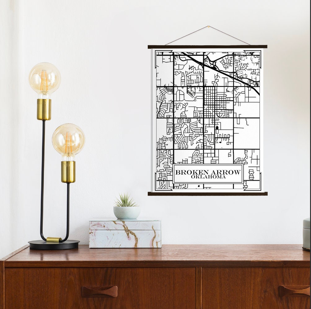 Broken Arrow Oklahoma Street Map | Hanging Canvas Of Printed Marketplace